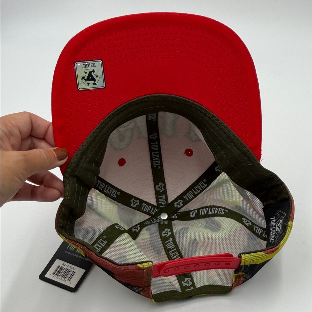 Top Level Red Cali Script on Black Republic Snapback Hat - Picture 7 of 7